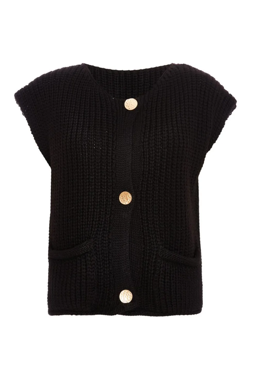 Black Knit Sleeveless Cardigan