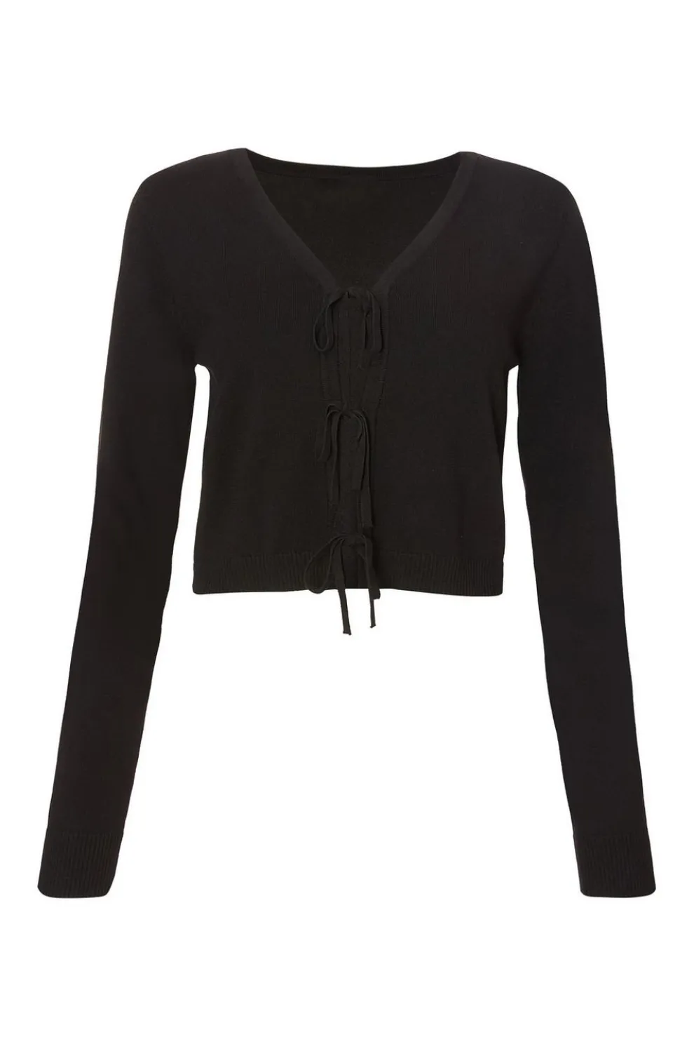 Black Knit Tie Front Cardigan