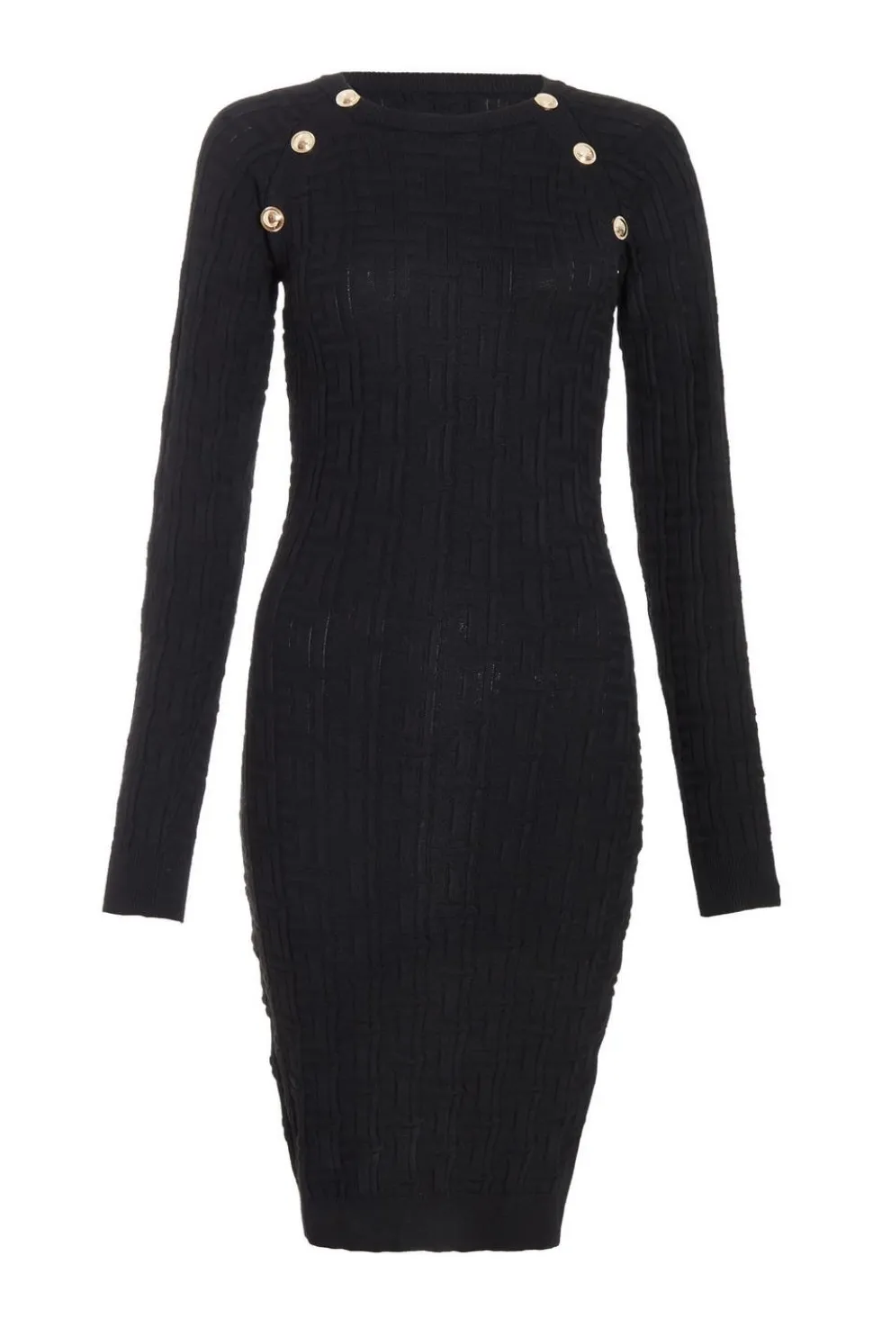 Black Knitted Jacquard Mini Dress