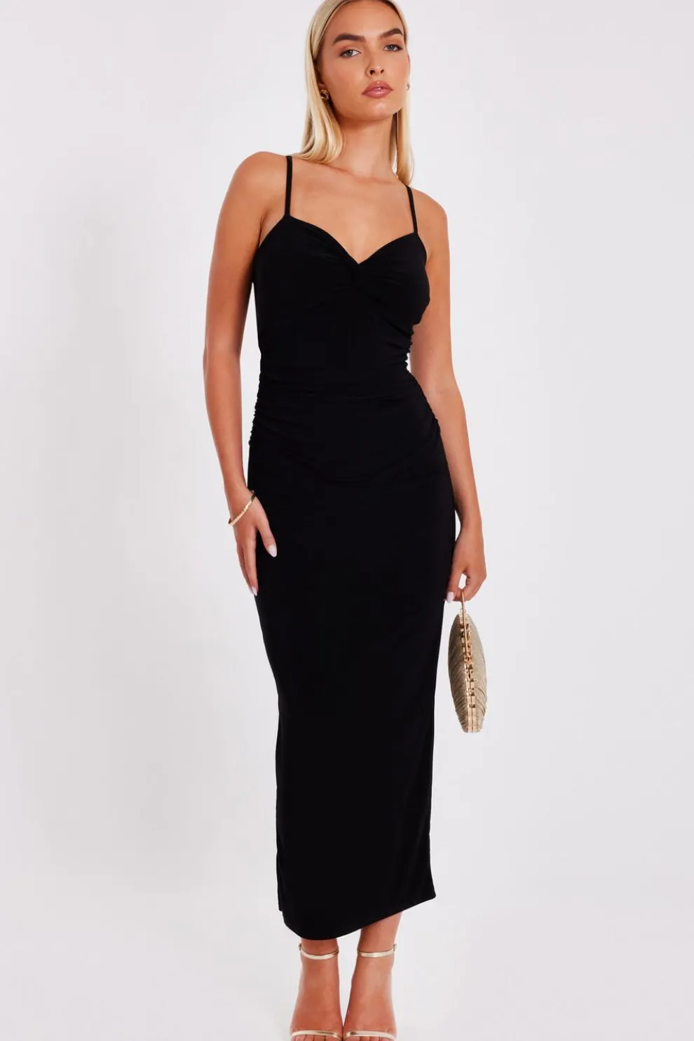 Black Knot Detail Midaxi Dress