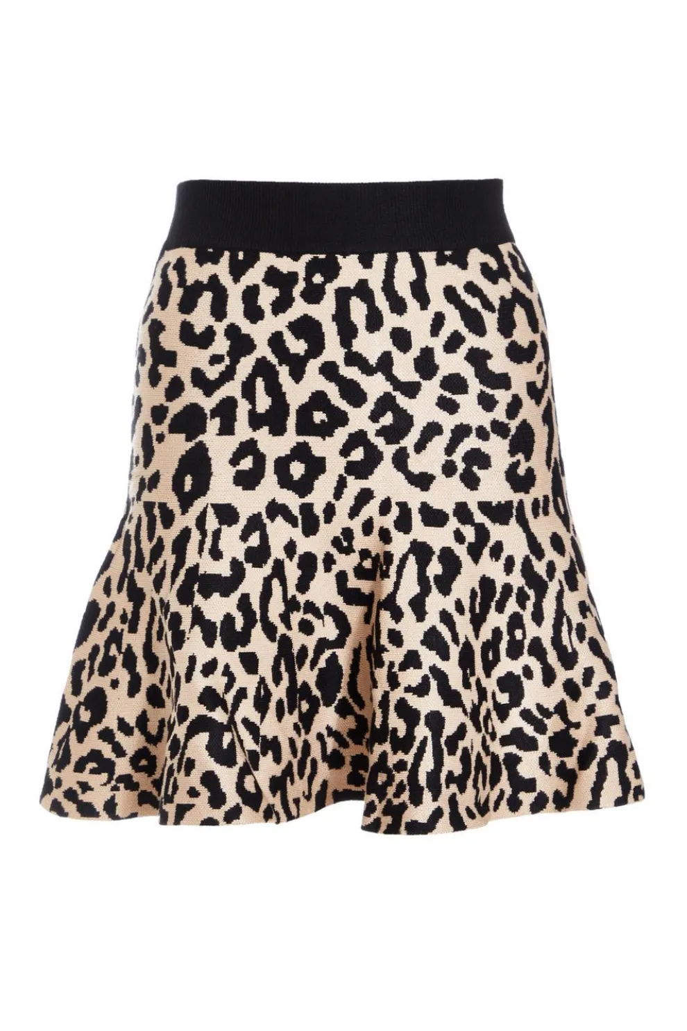 Black Leopard Print Knit Skirt