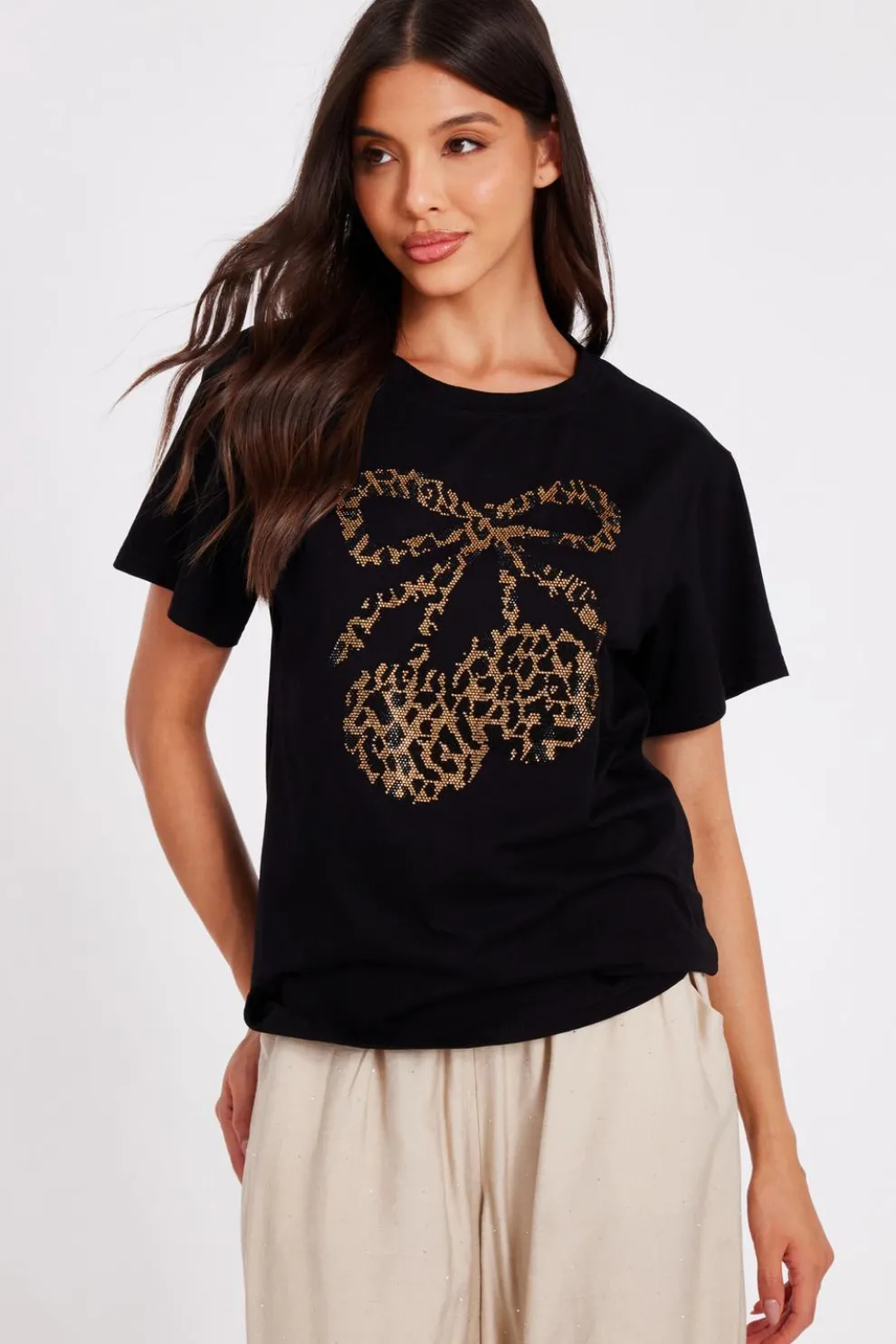 Black Leopard Print Cherry Top