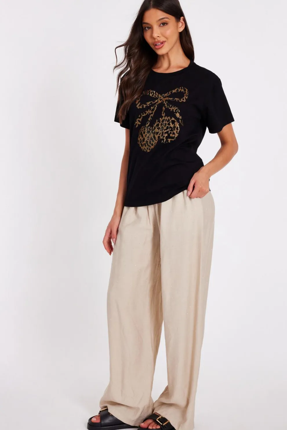 Black Leopard Print Cherry Top