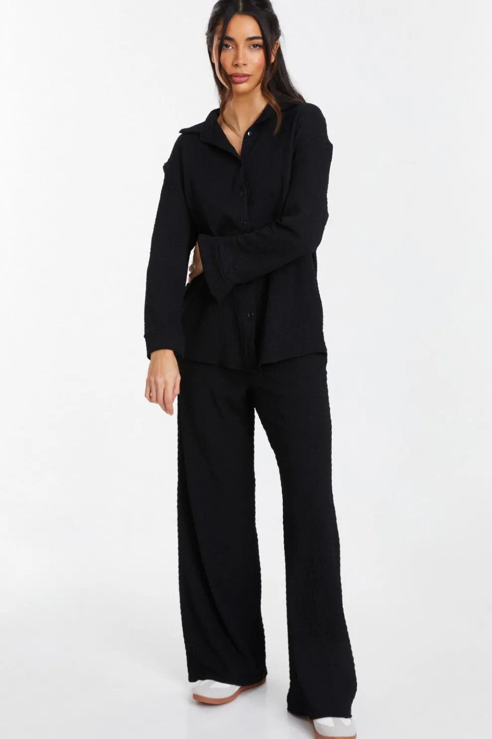 Black Long Sleeve Textured Shirt