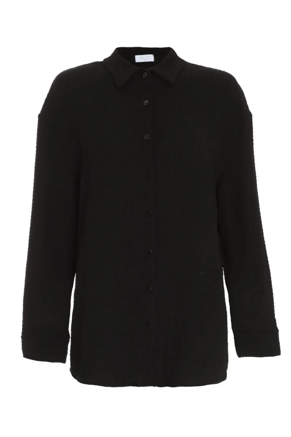 Black Long Sleeve Textured Shirt