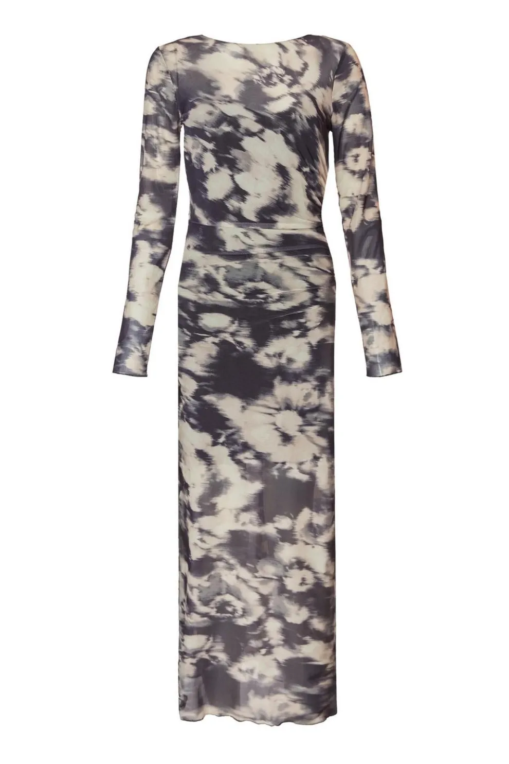 Black Marble Print Midaxi Dress