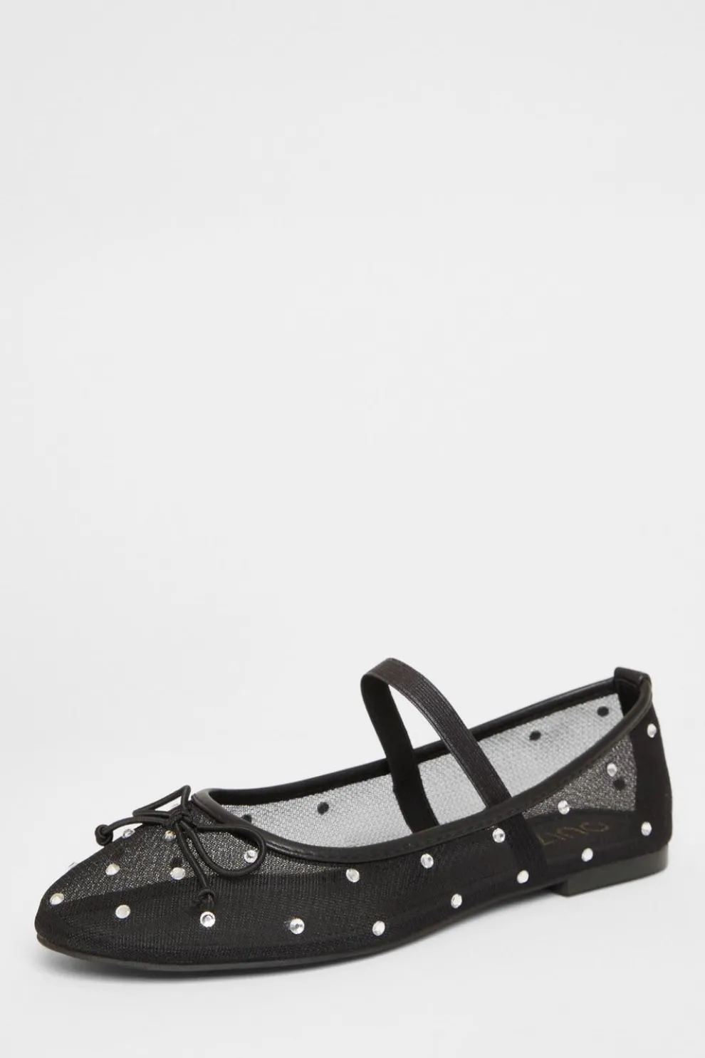 Black Mesh Diamante Bow Pumps