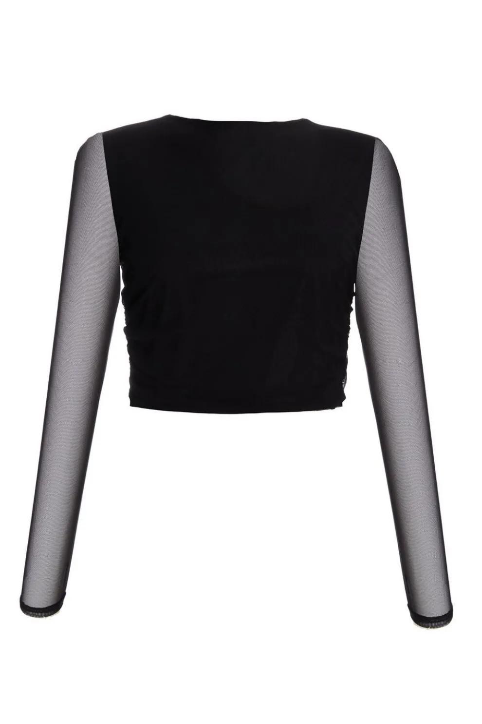Black Mesh Long Sleeve Top