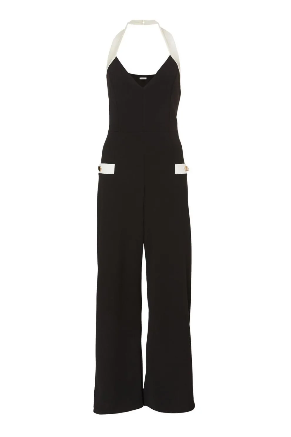 Black Monochrome Halter Neck Jumpsuit