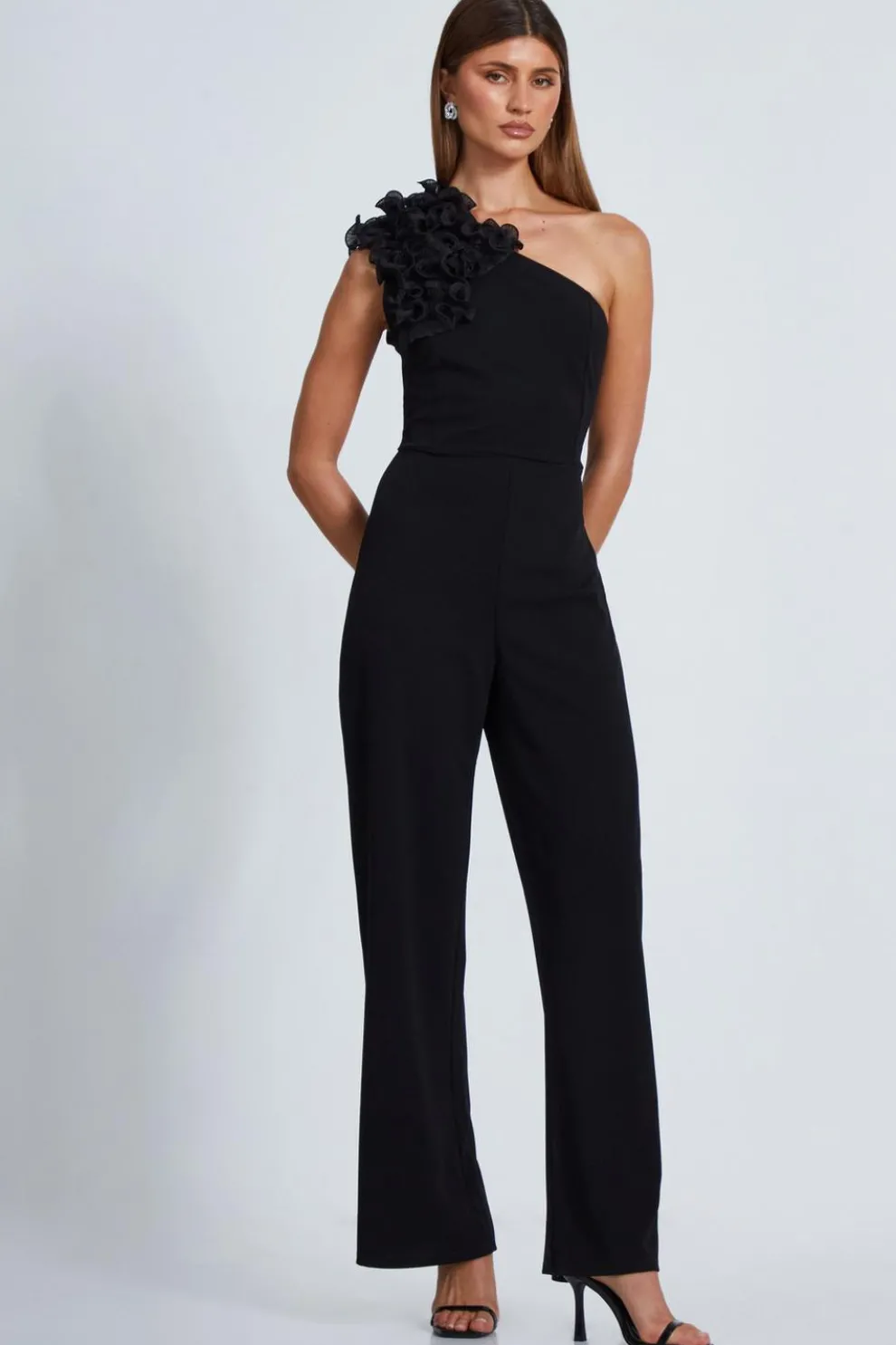 Black One Shoulder Palazzo Jumpsuit