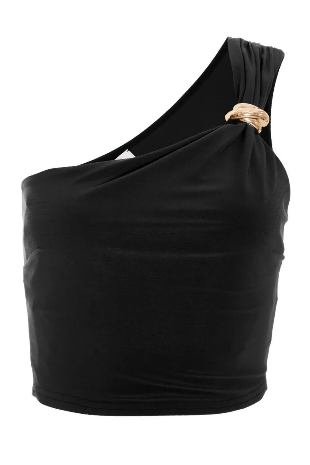 Black One Shoulder Crop Top
