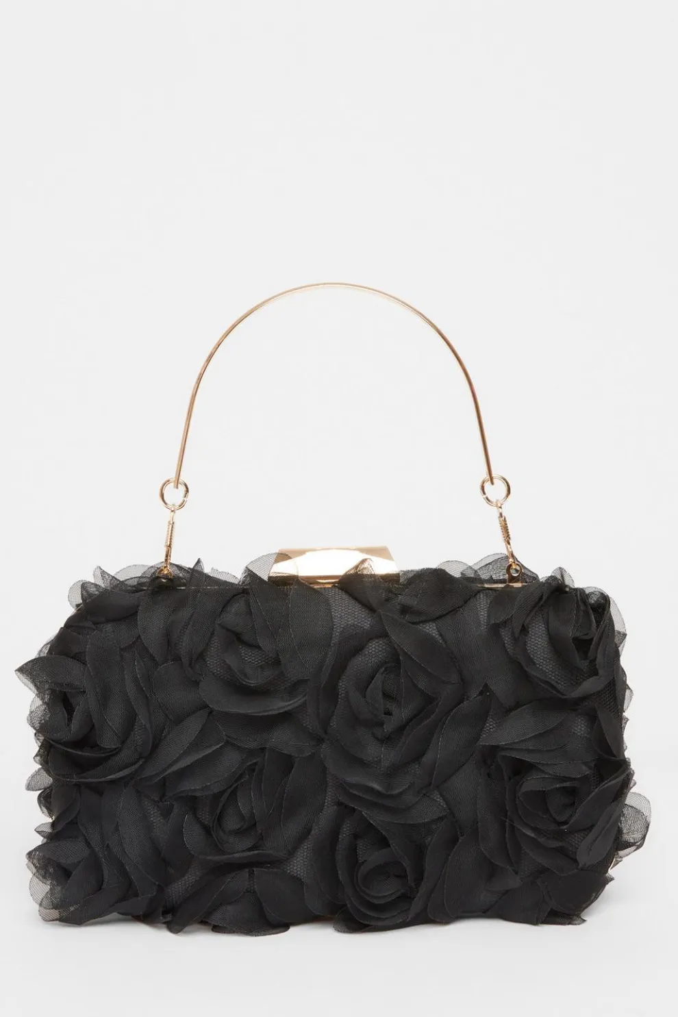 Black Organza Rose Box Bag