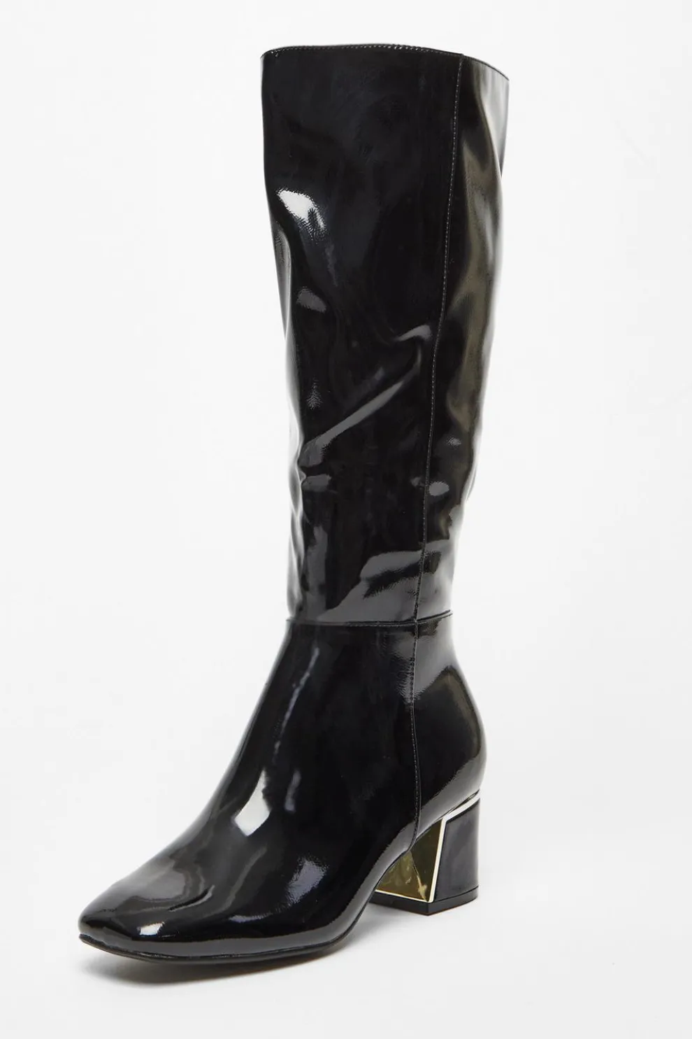 Black Patent Knee High Boots