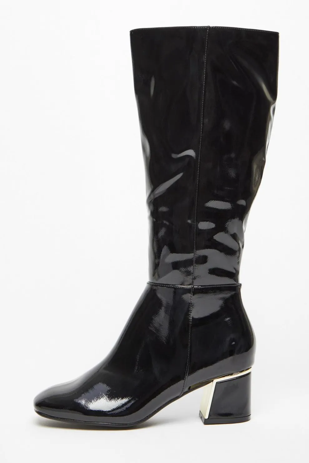 Black Patent Knee High Boots