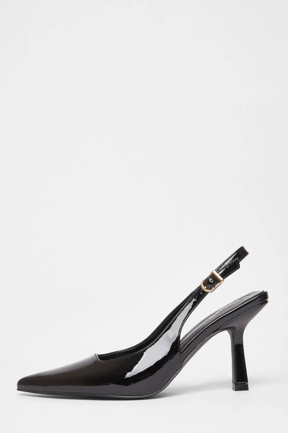 Black Patent Sling Back Court Heels