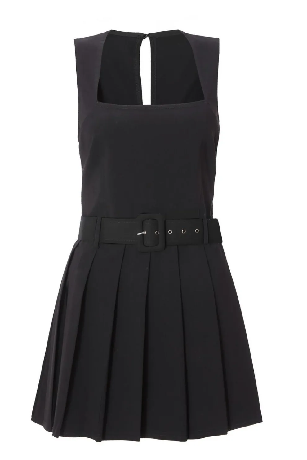 Black Pleated Skort Playsuit