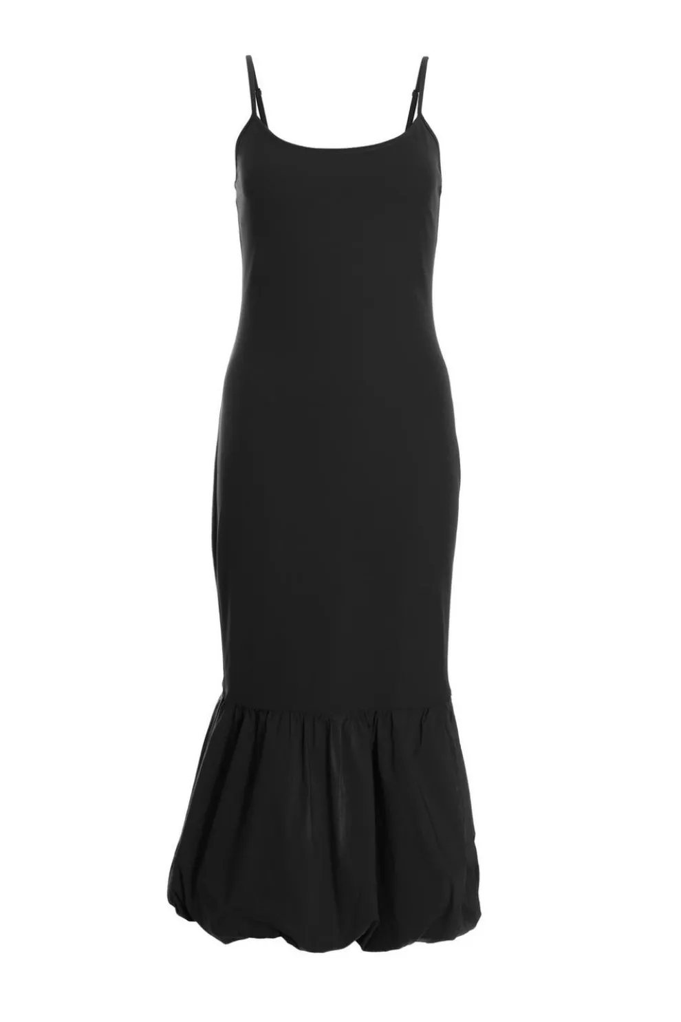 Black Puff Ball Midi Dress