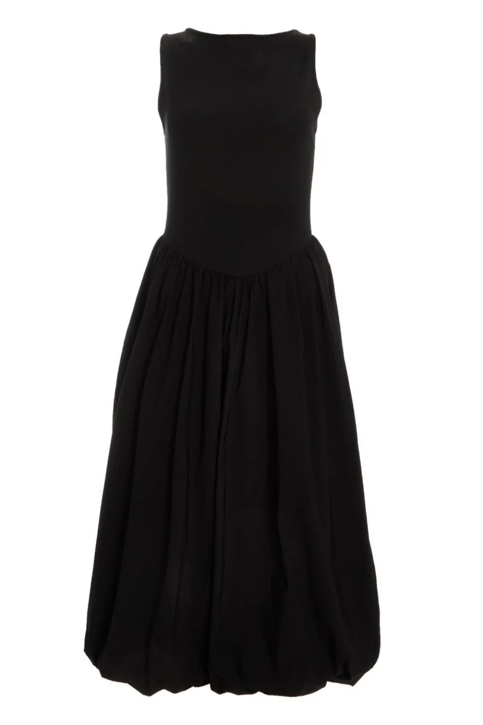 Black Puff Ball Midi Dress