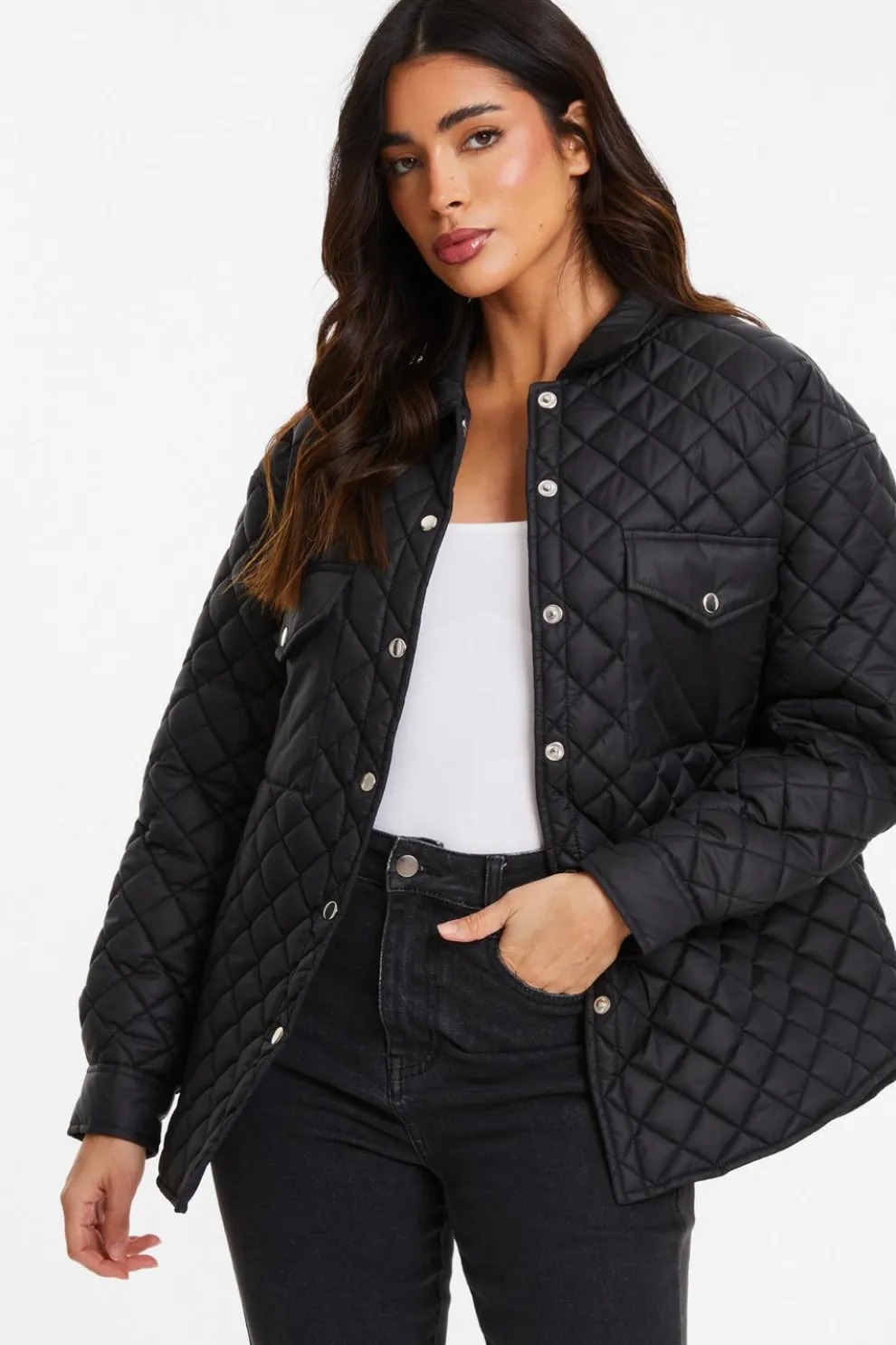 Black Quilted Shacket