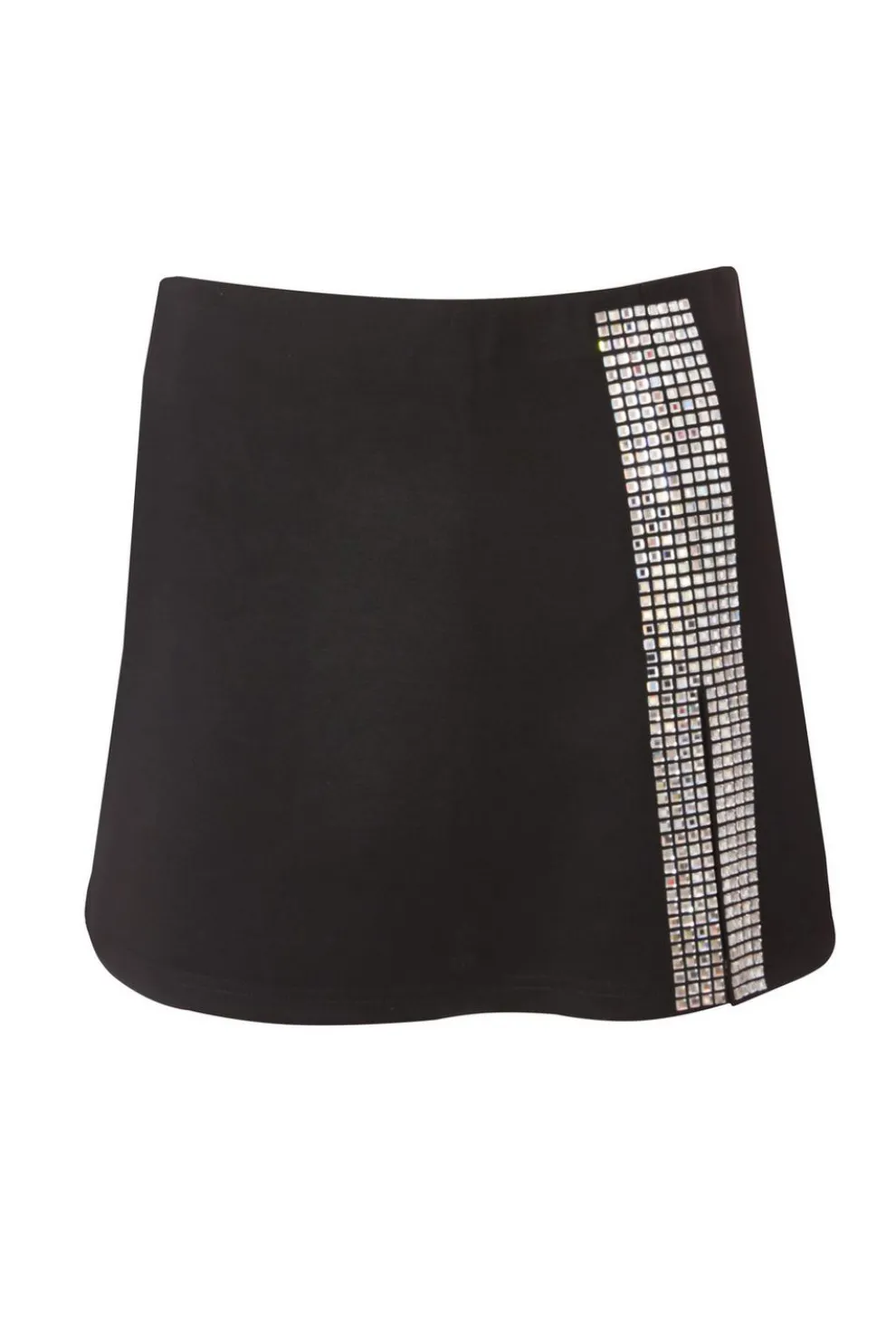 Black Rhinestone Embellished Skort