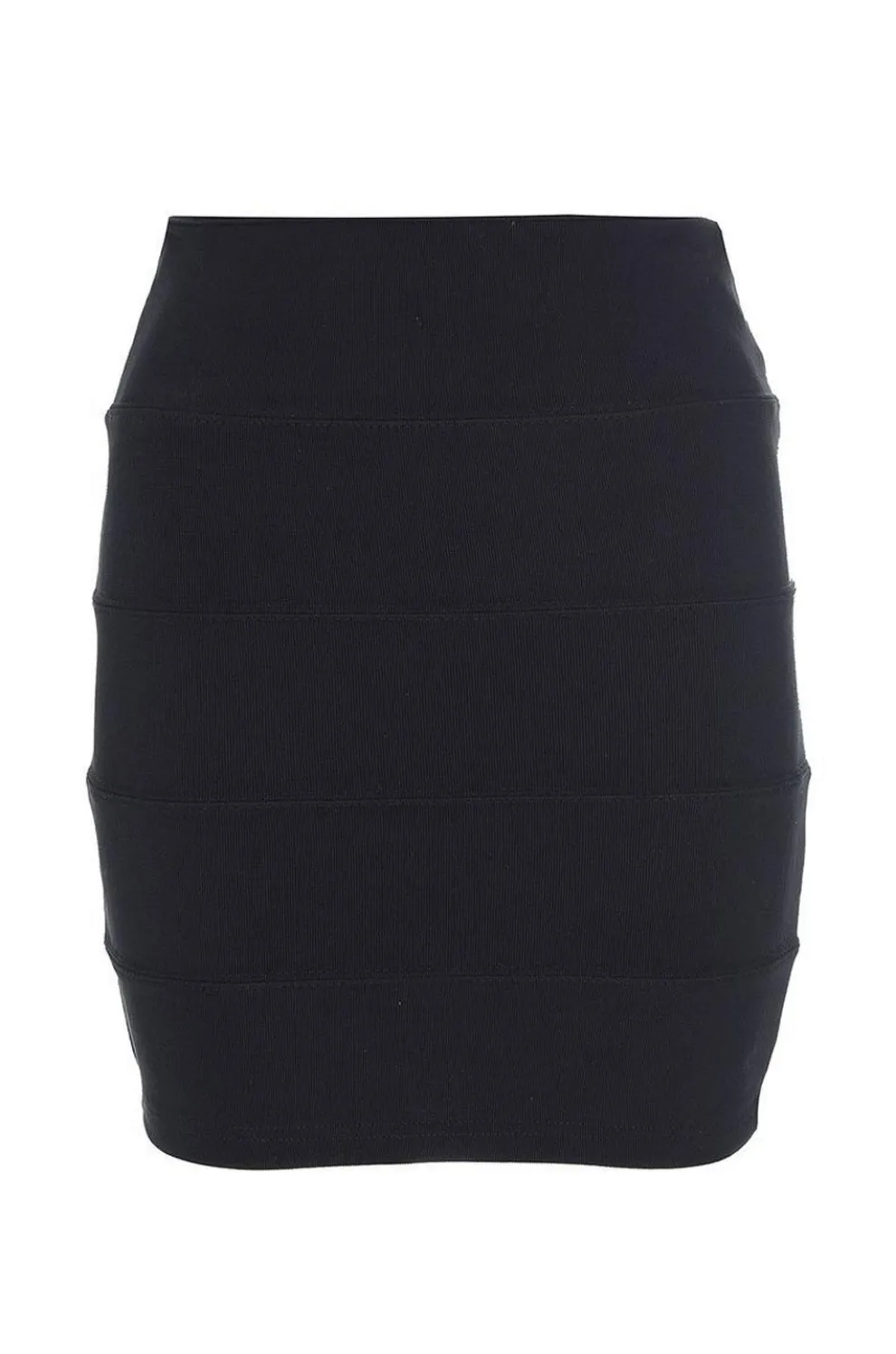 Black Ribbed Bodycon Skirt