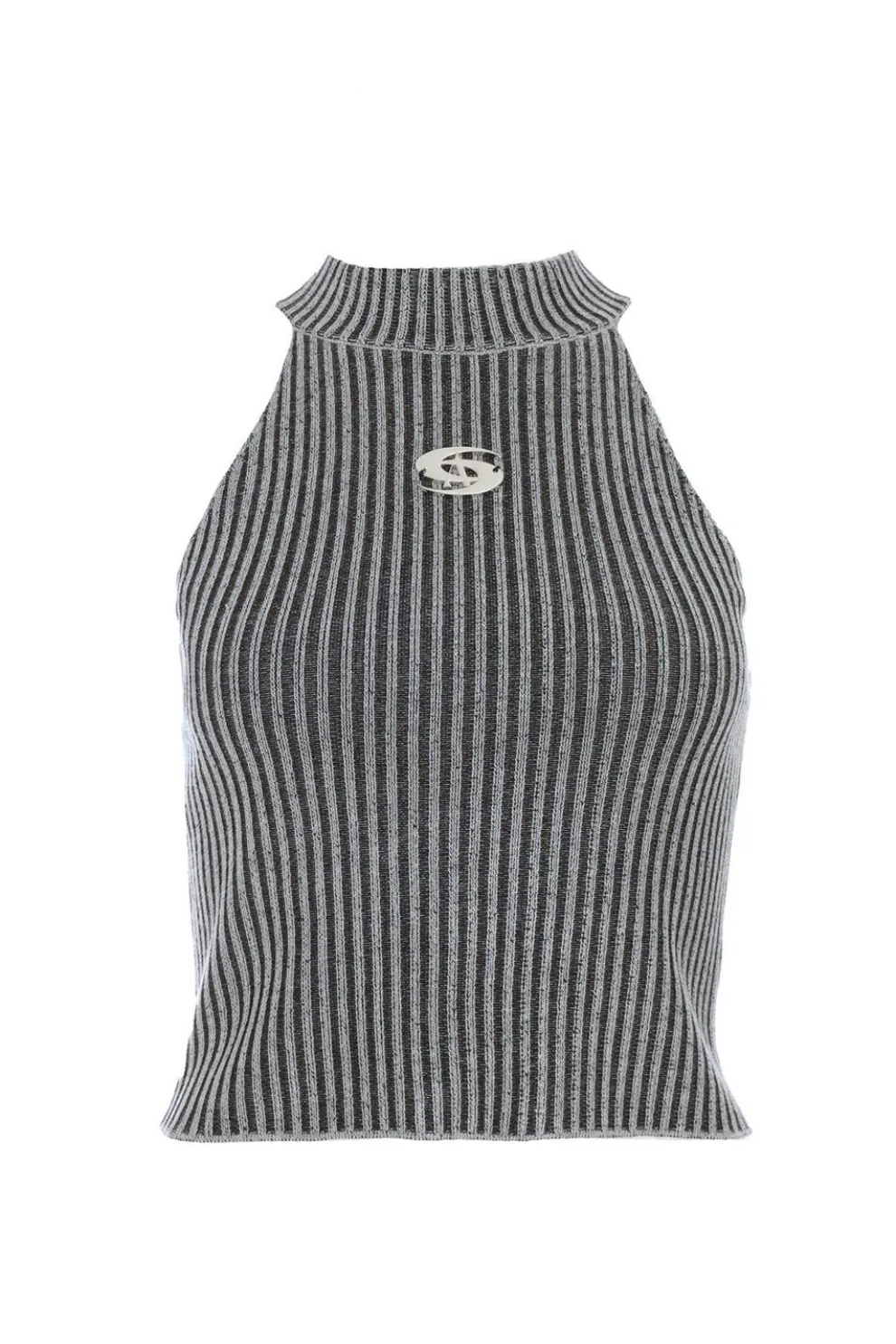 Black Ribbed Racer Top