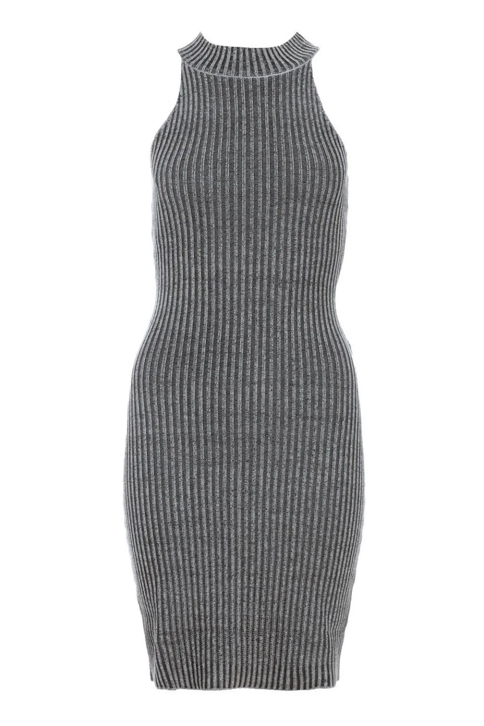 Black Ribbed Racer Mini Dress