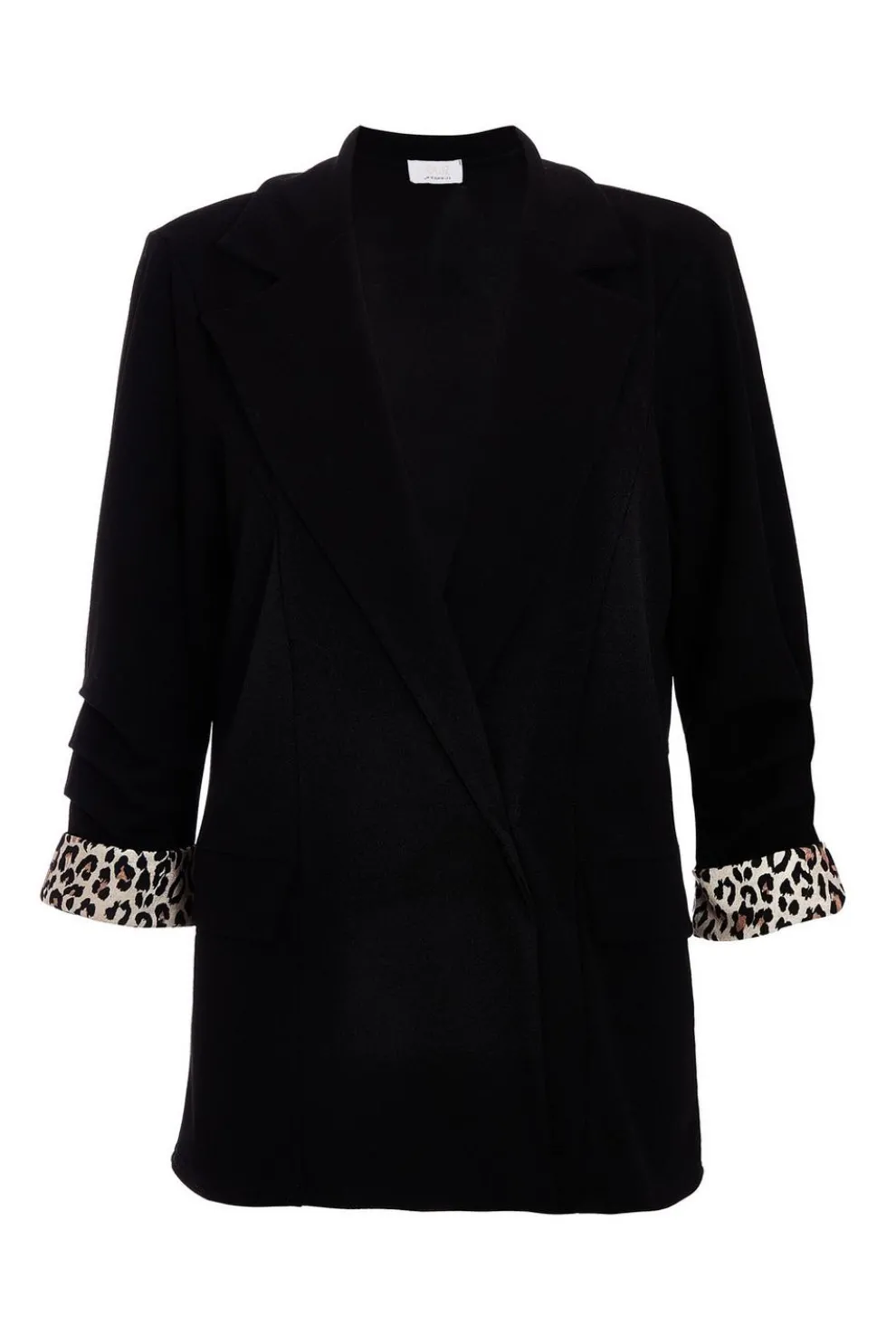 Black Ruched Sleeve Blazer