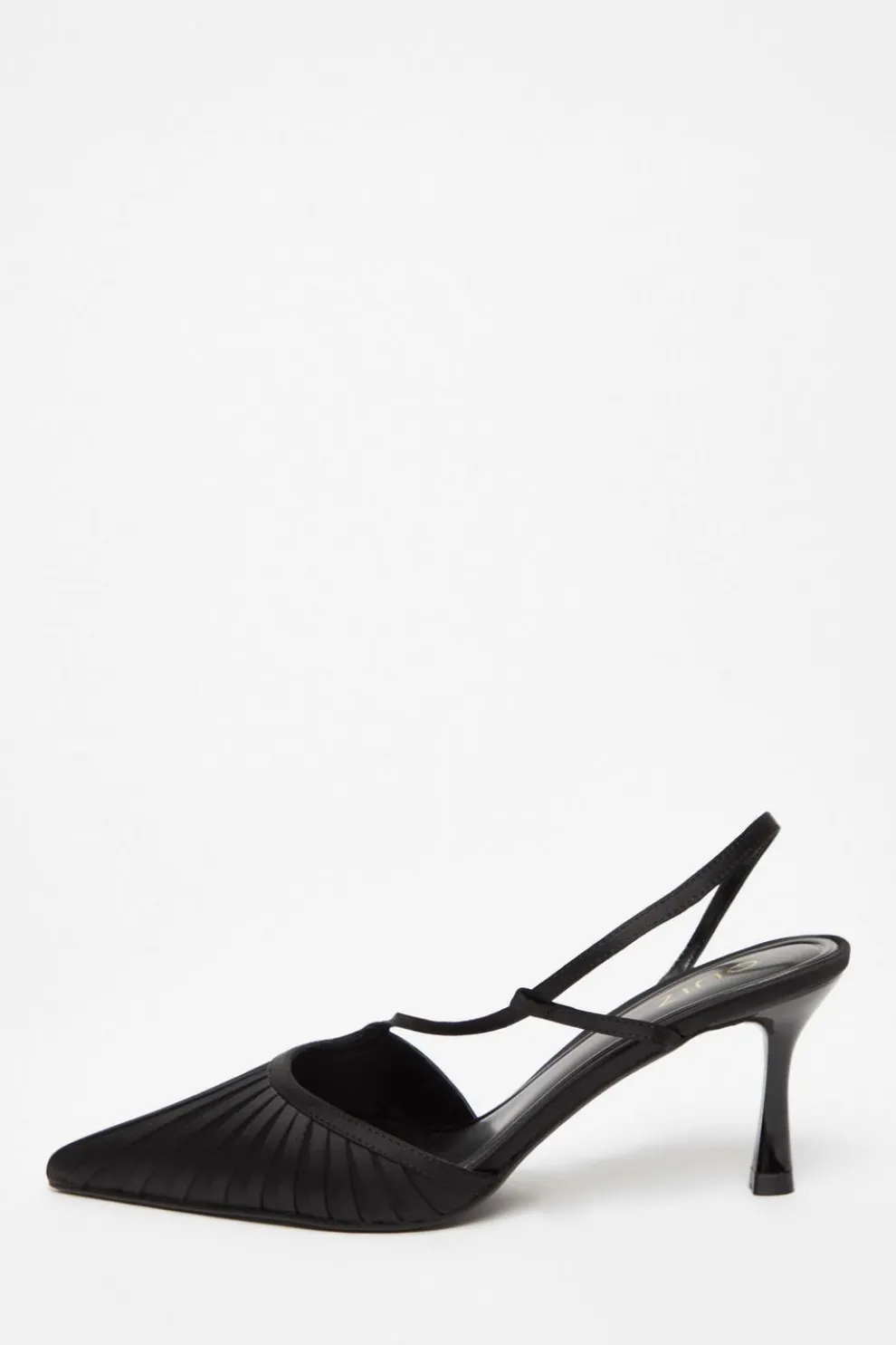 Black Satin Asymmetric Court Heels