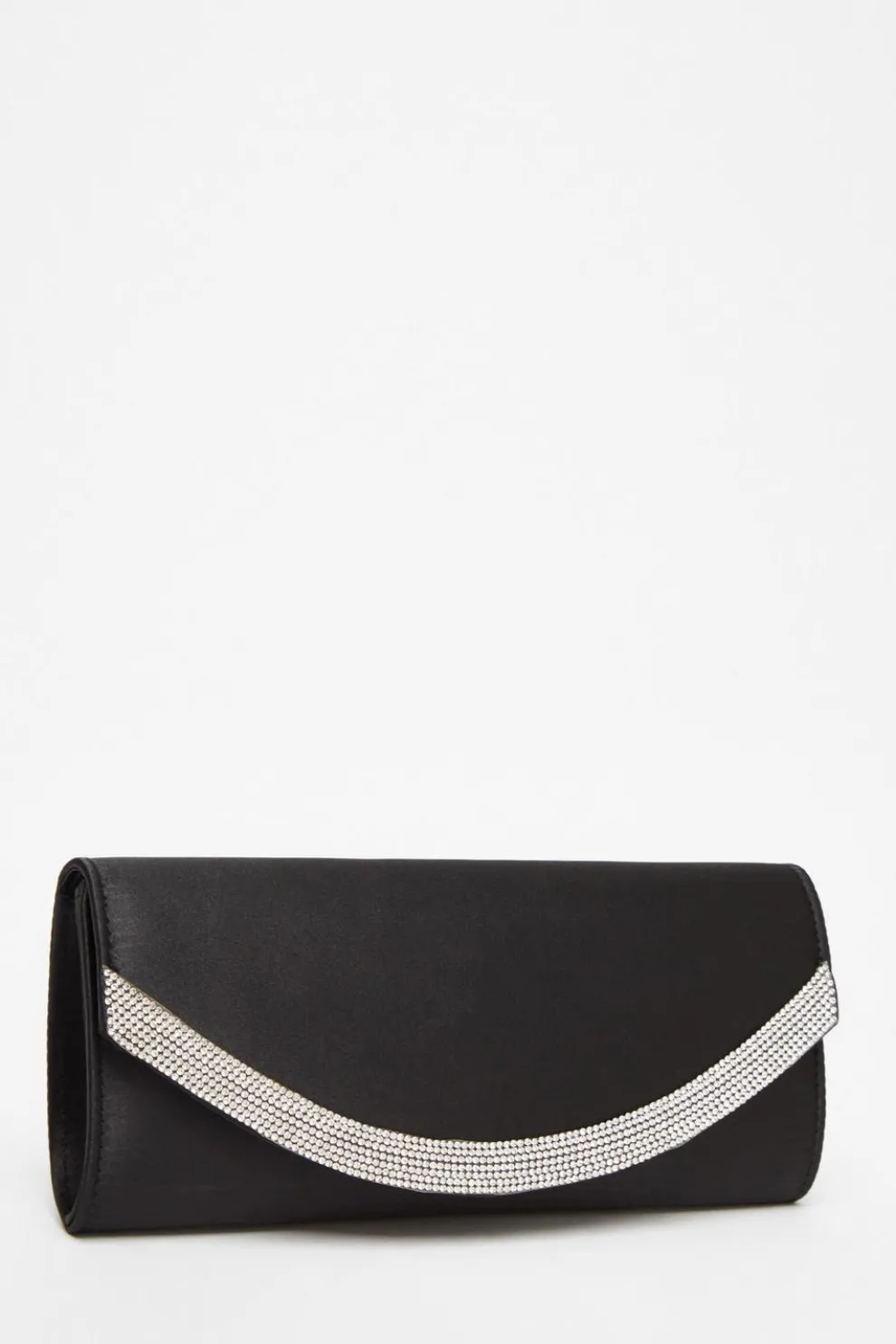 Black Satin Embellished Clutch Bag