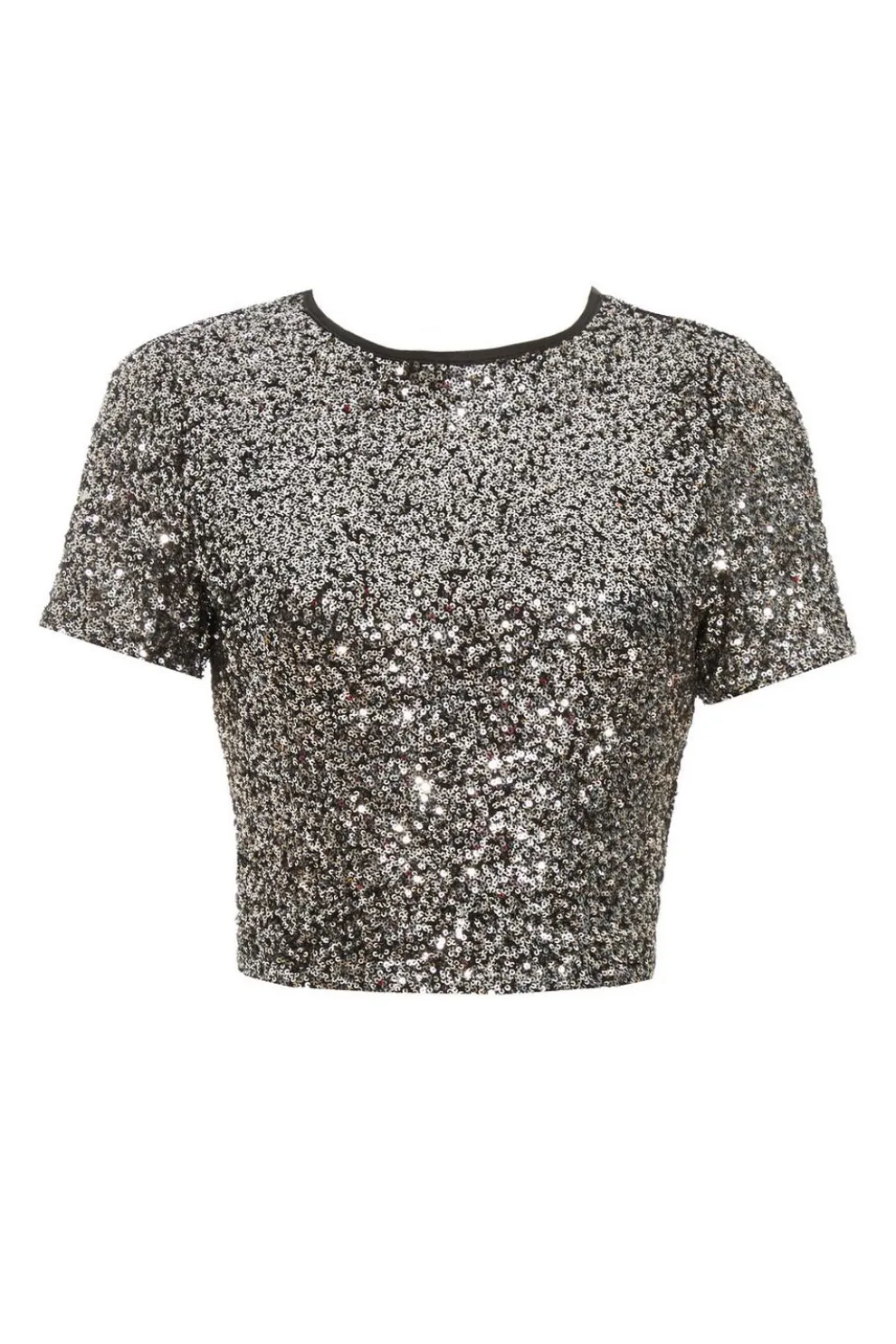 Black Sequin Crop Top