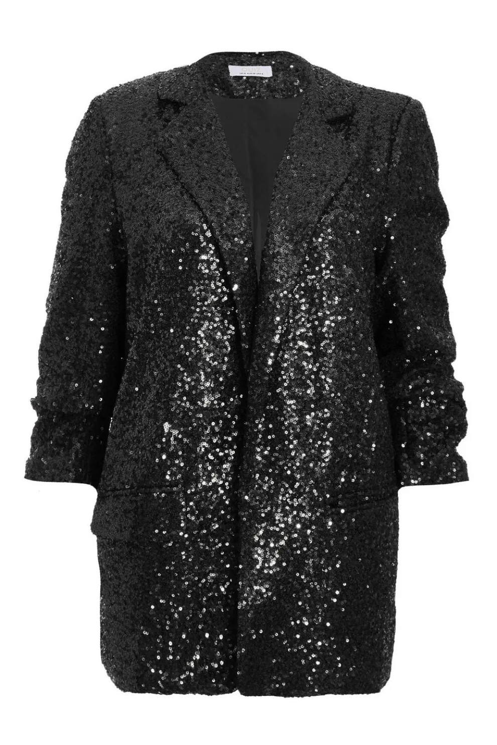 Black Sequin Ruched Blazer