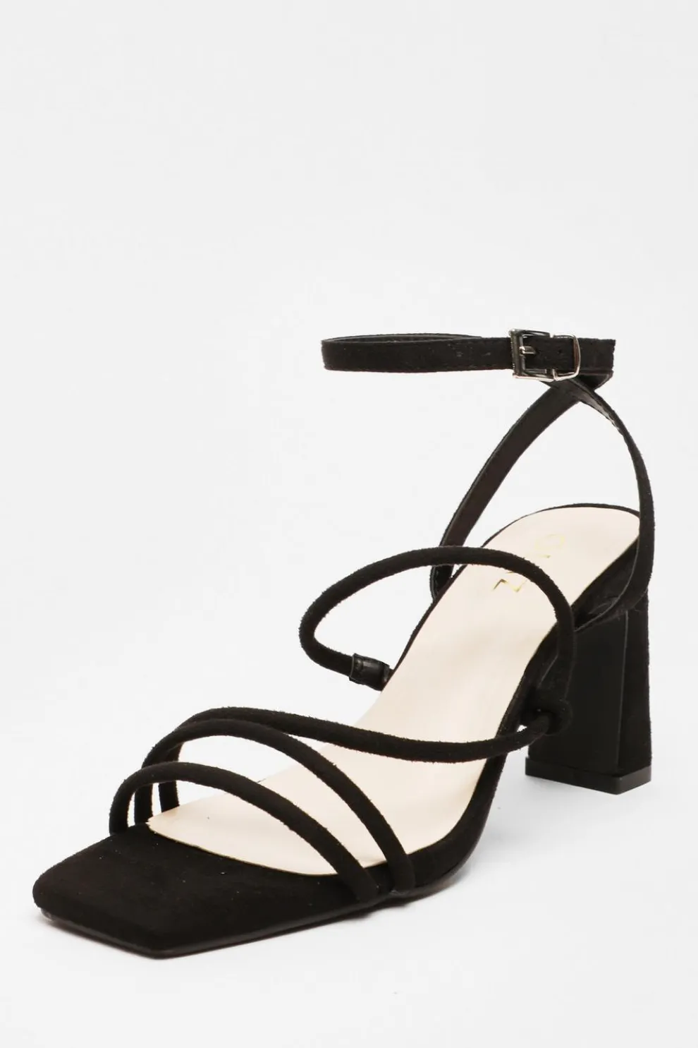 Black Strappy Block Heeled Sandals