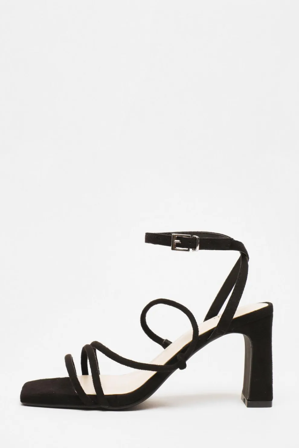 Black Strappy Block Heeled Sandals