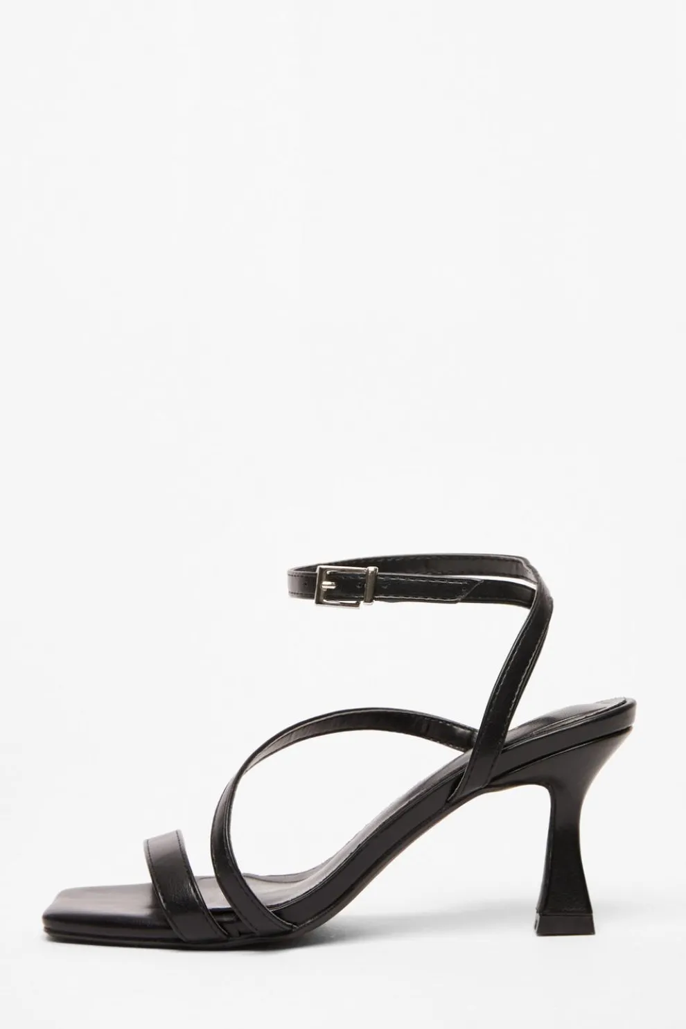 Black Strappy Flared Heel