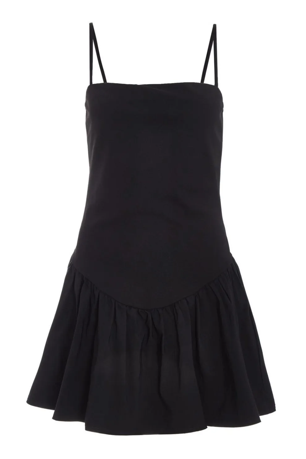 Black Strappy Puff Ball Skater Dress