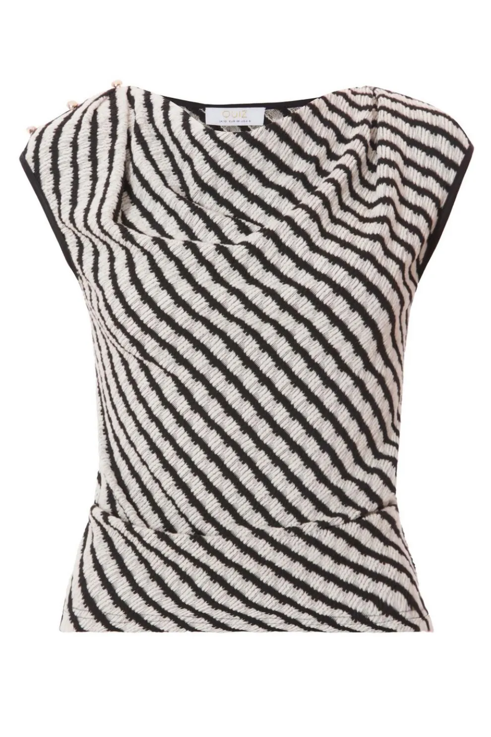 Black Striped Cowl Neck Top