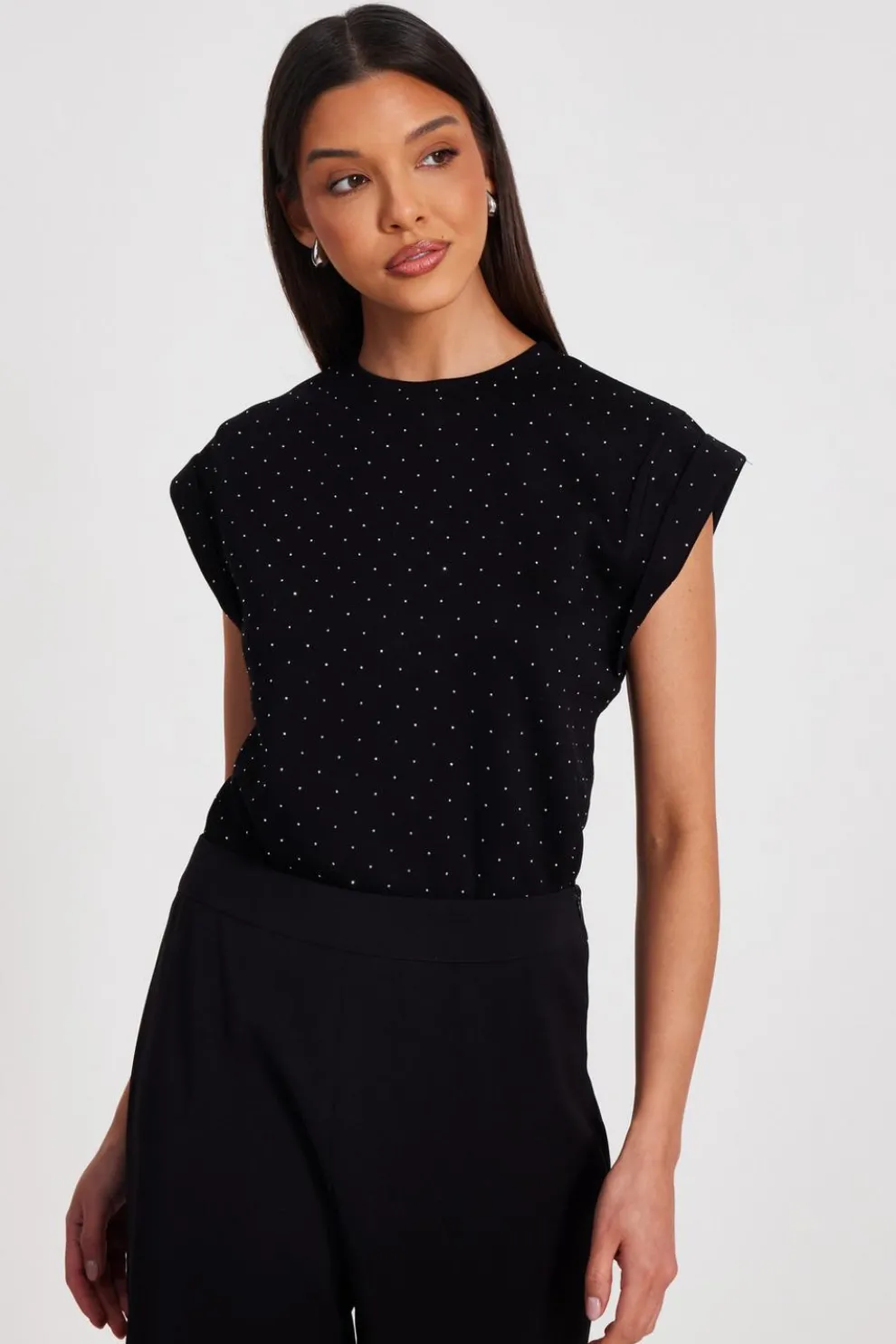 Black Stud Detail Top