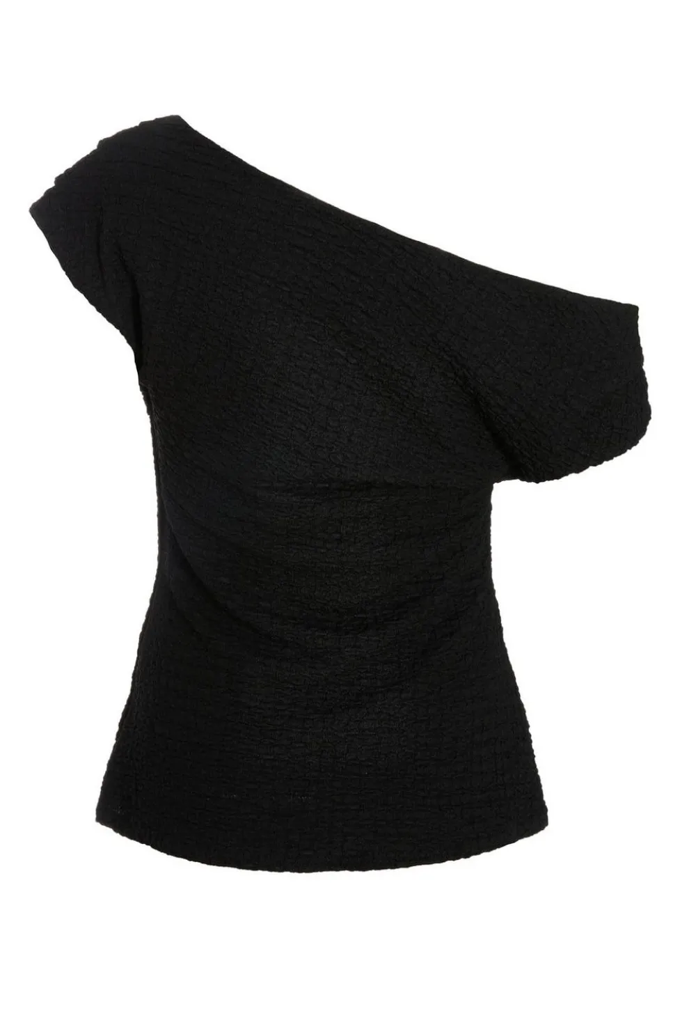 Black Textured Drape Neck Top