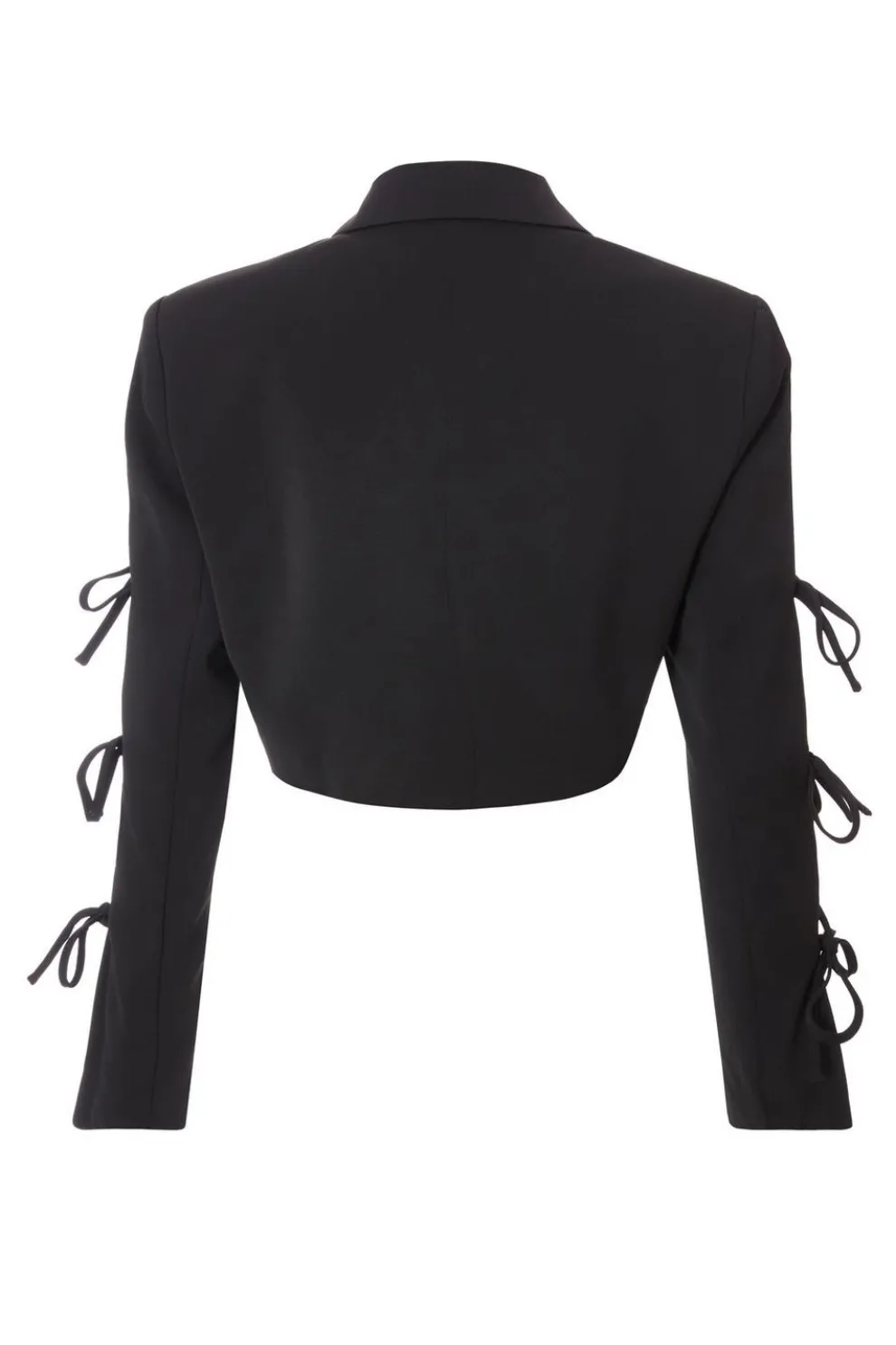 Black Tie Sleeve Cropped Blazer