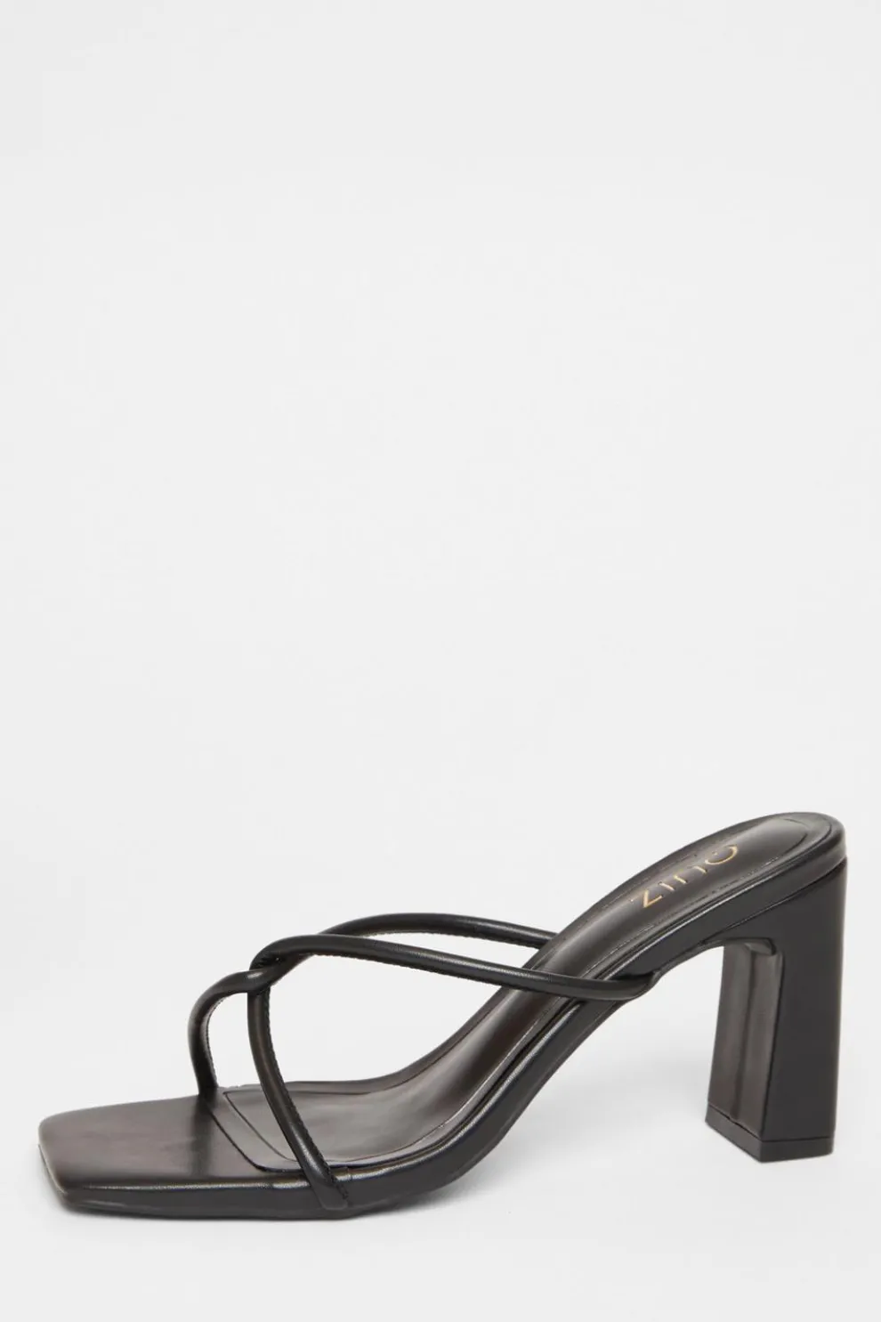 Black Twist Front Strappy Block Heels