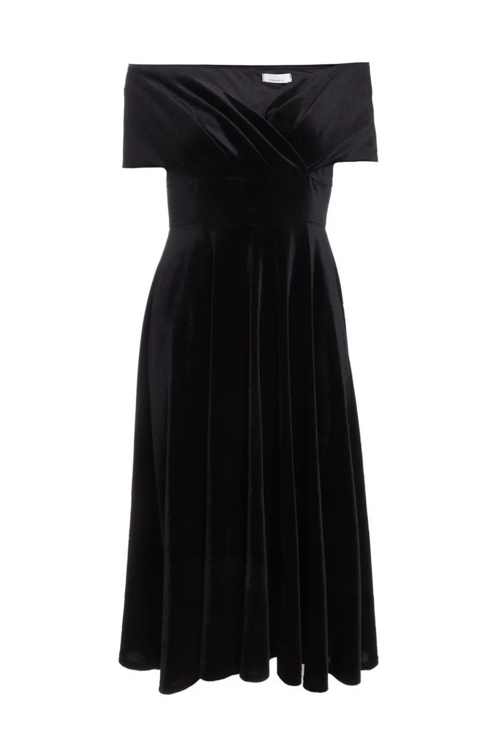 Black Velvet Bardot Midi Dress