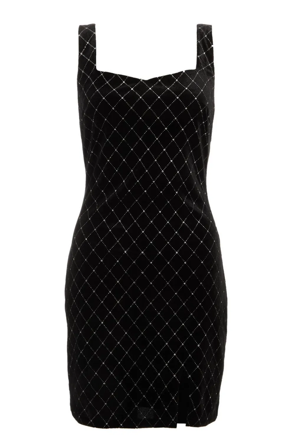 Black Velvet Diamante Mini Dress