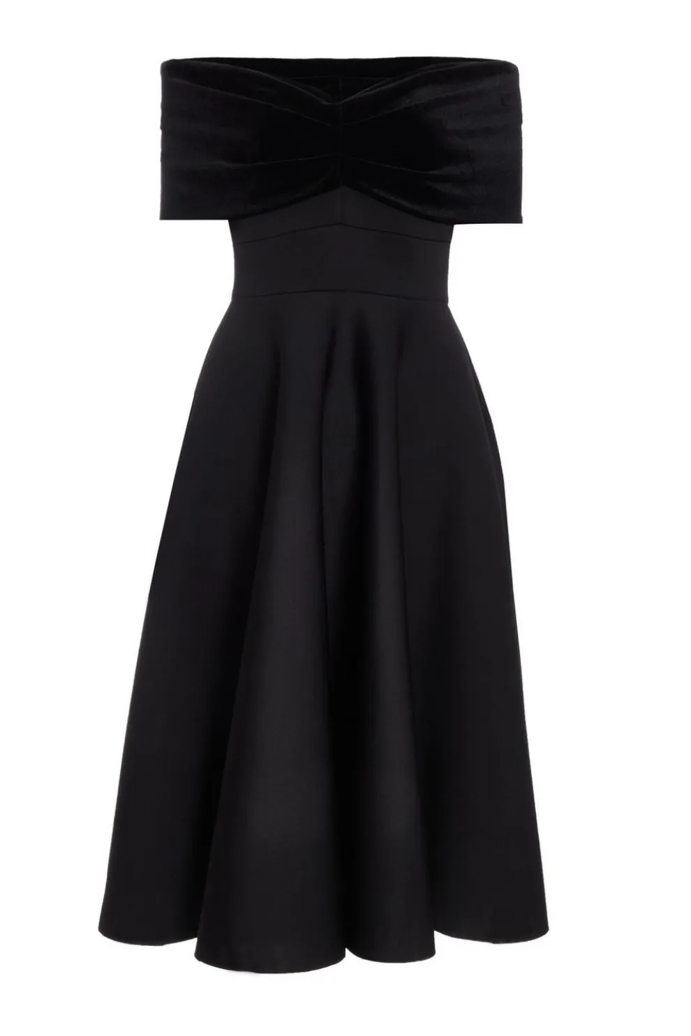 Black Velvet Neckline Skater Dress