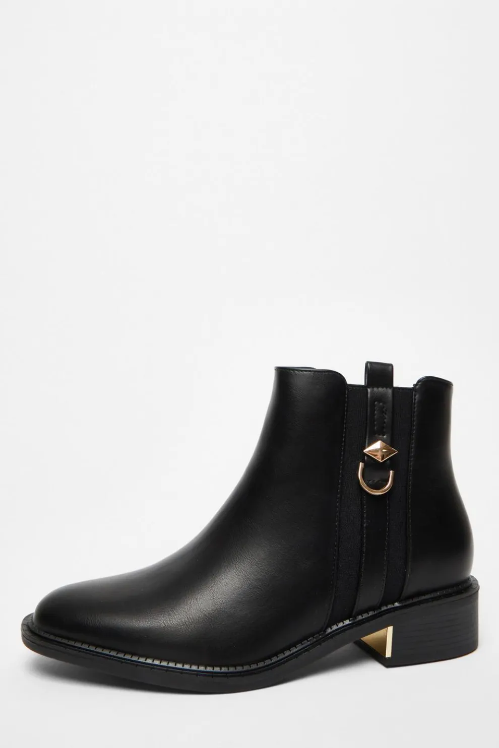 Black Wide Fit Flat Ankle Boot