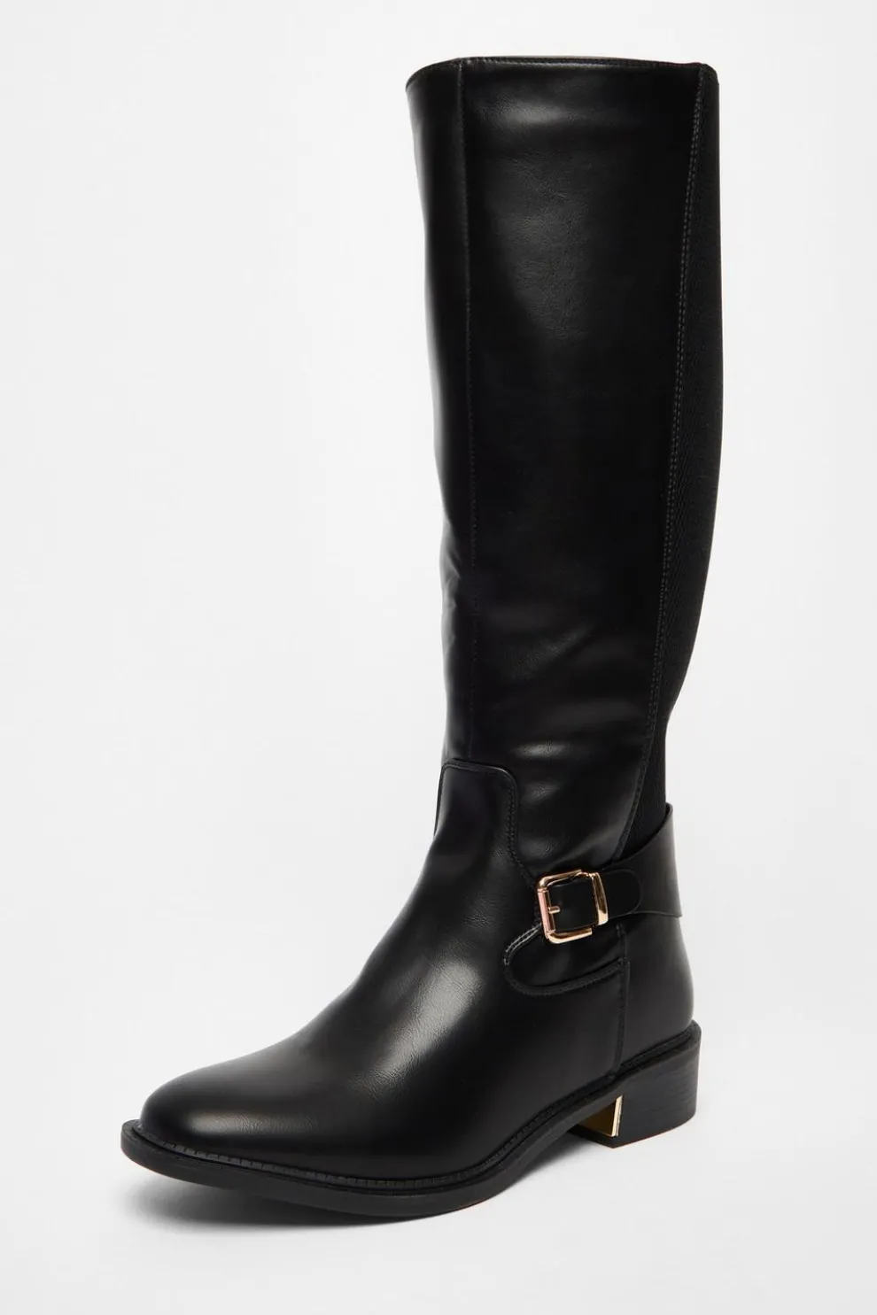 Black Wide Fit High Knee Boots