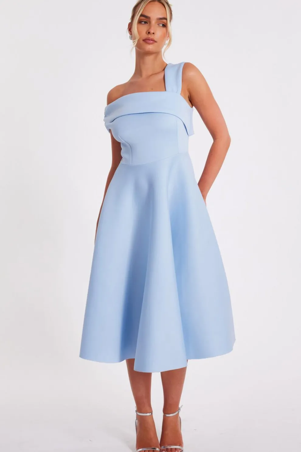 Blue Asymmetric Midi Dress