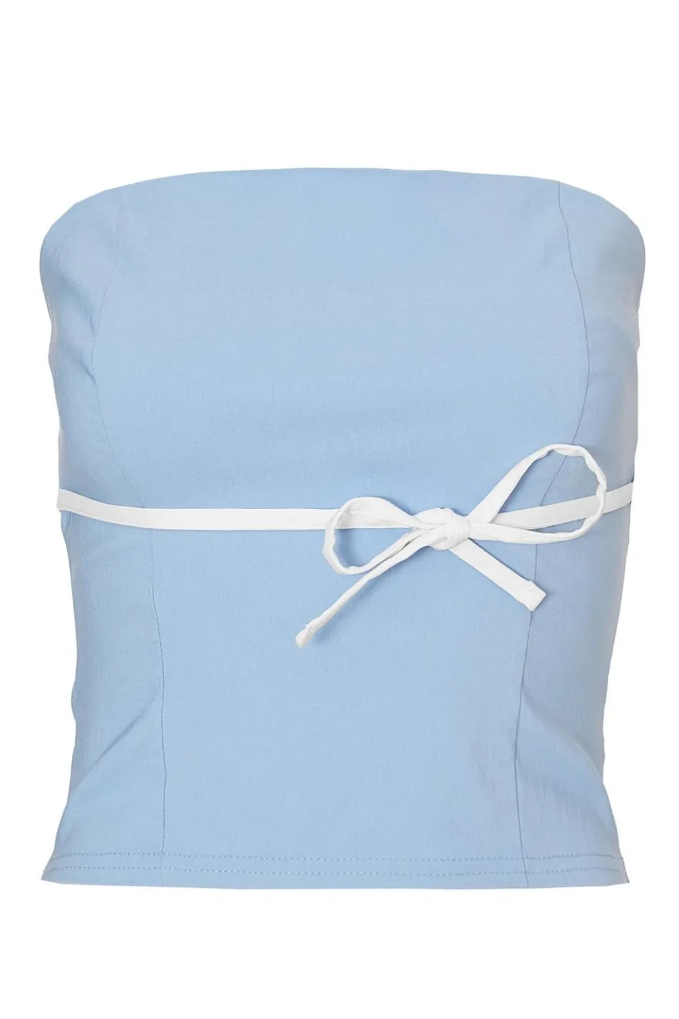Blue Bandeau Tie Detail Top