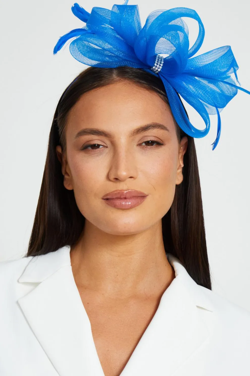 Blue Bow Diamante Headband Fascinator