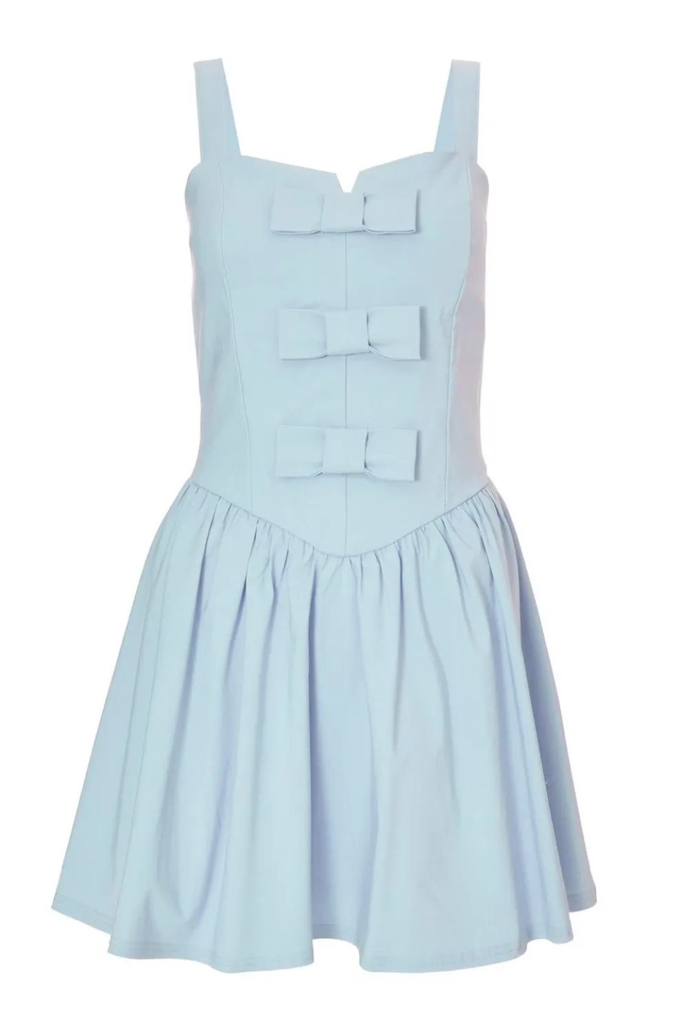 Blue Bow Front Mini Dress